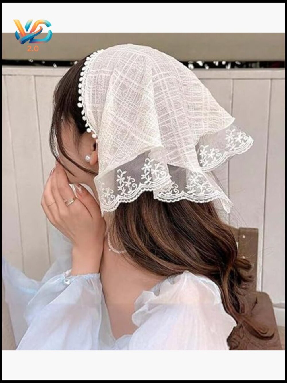 Lace Head Scarf Headband Adjustable Tie-Back Boho Bandana for Women
